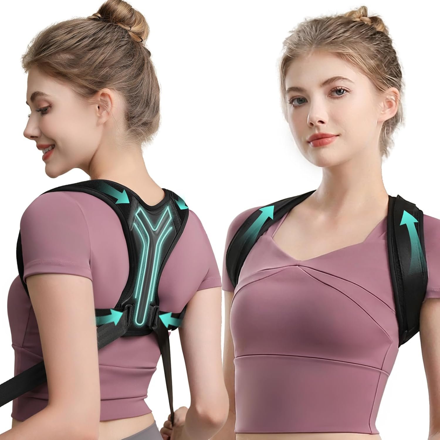 FOR OFFICE WOMEN: Y-Shaped Back Posture Corrector for Women Under Clothes, Adjustable Posture Brace for Commuting and Desk Work, Refine Your Professional Silhouette