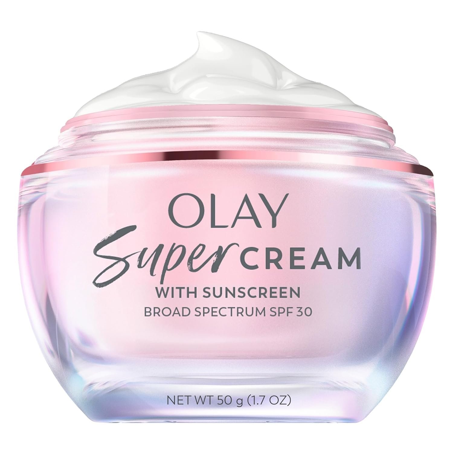 Olay Super Cream with Sunscreen SPF 30, Lightweight Face Moisturizer with Sun Protection, 5-in-1 Skin Care Benefits – Hydrating, Brightening, Firming – Niacinamide, Vitamin C, Collagen Peptide, 1.7 oz