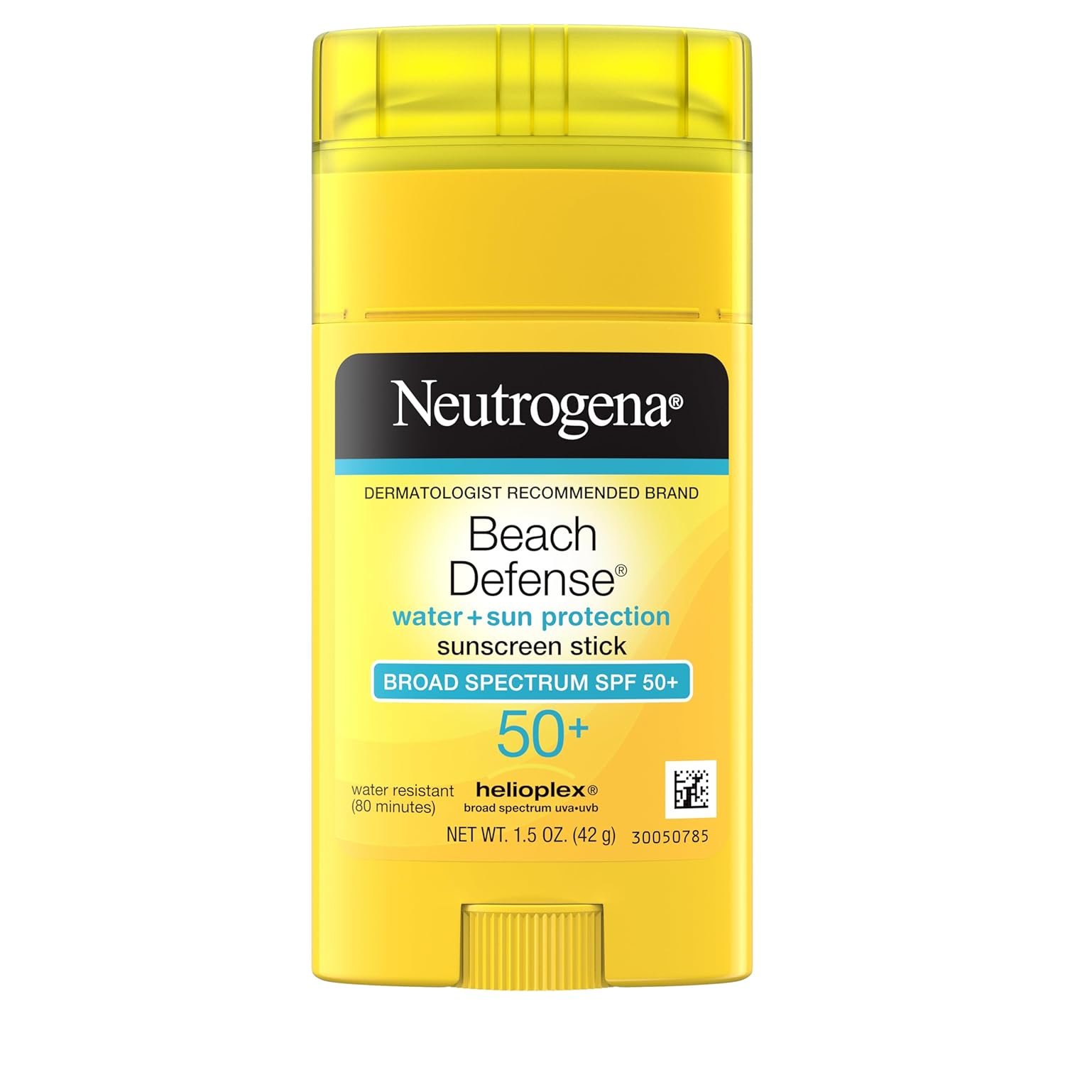 Neutrogena Beach Defense Sunscreen Stick SPF 50 Broad Spectrum UVA UVB Protection Lightweight Water Resistant up to 80 Minutes Oil-Free No-Mess Beach-Strength Sun Protection for Whole Family, 1.5 oz