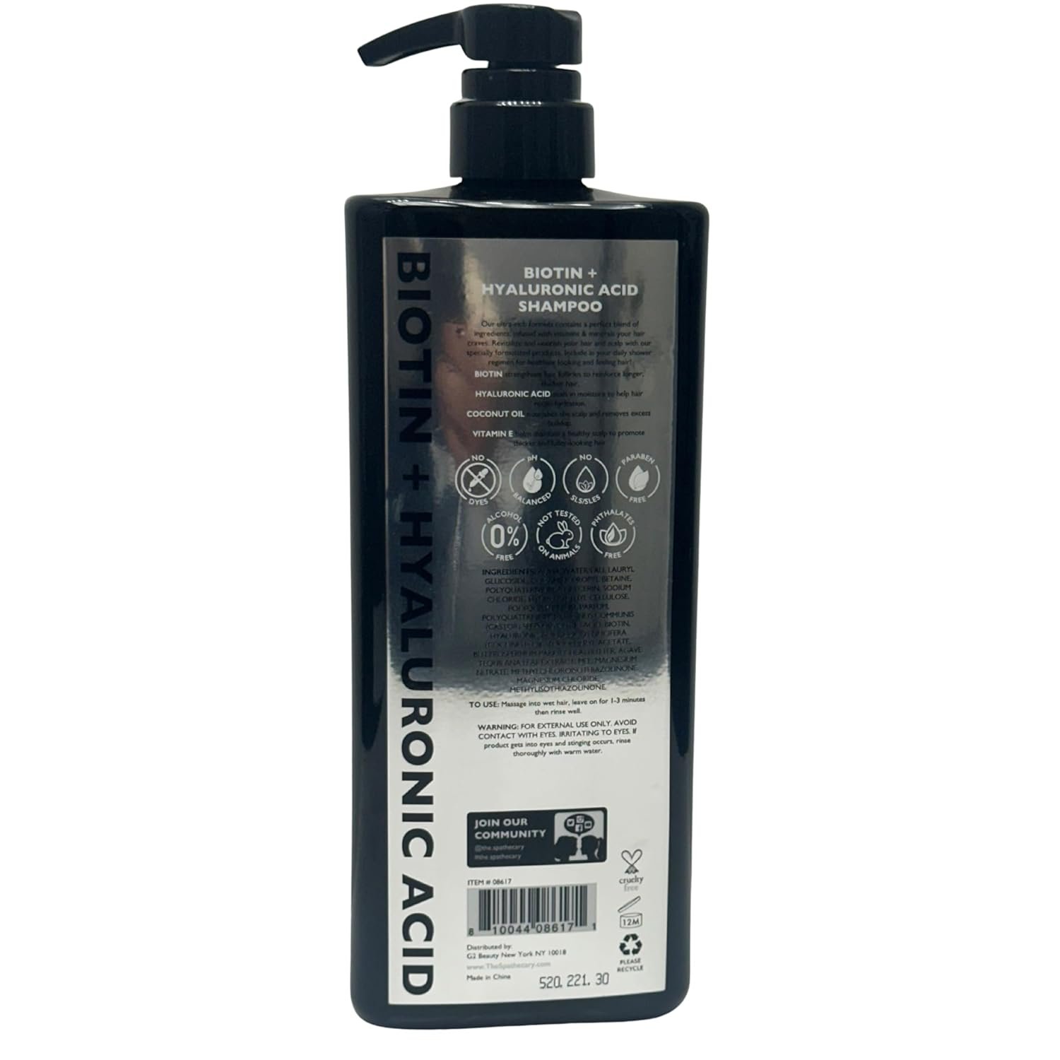 Biotin & Hyaluronic Acid Shampoo with Coconut Oil & Vitamin E – Hydrating Thickening Shampoo for Dry Thinning Hair, Sulfate Free Formula for Volume Strength & Shine, Men & Women 33.8 oz