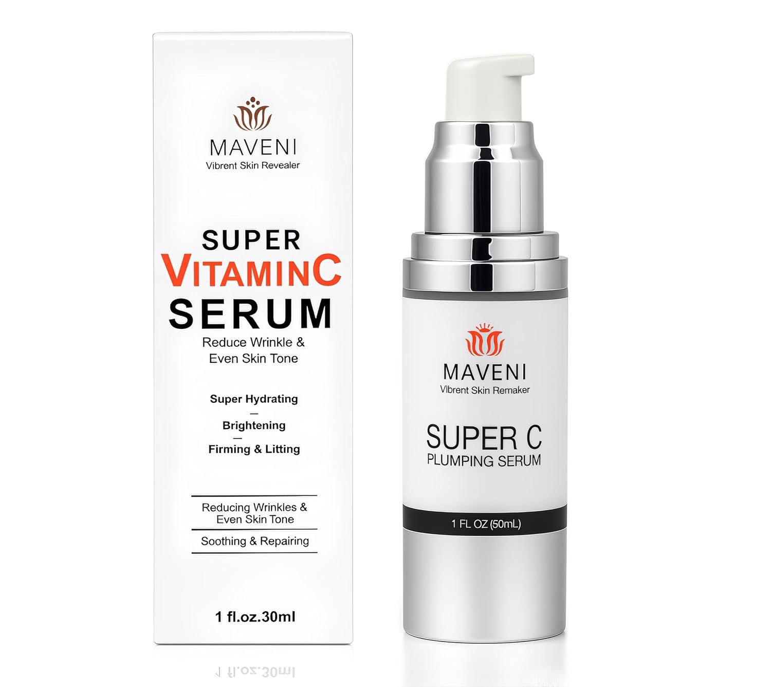 MAVENI Super Vitamin C Serum for Women over 70 With Hyaluronic Acid, Reduce Wrinkle, Hydrates, Firms, Lifts, Anti Aging Serum for Dark Spots, Wrinkles, DullSkin, 1 fl.oz.