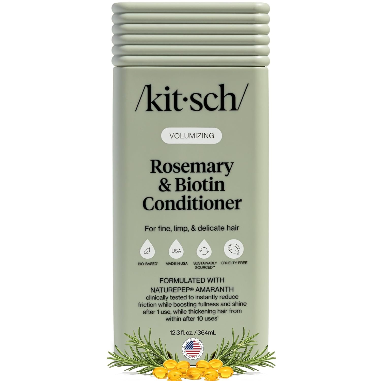 Kitsch Volumizing Rosemary & Biotin Liquid Conditioner for Women and Men for Hair Growth – Boosts Fullness & Shine After 1 Use, Thickening Bio-Based Hair Care, Color-Safe, Made in USA – 12.3 oz