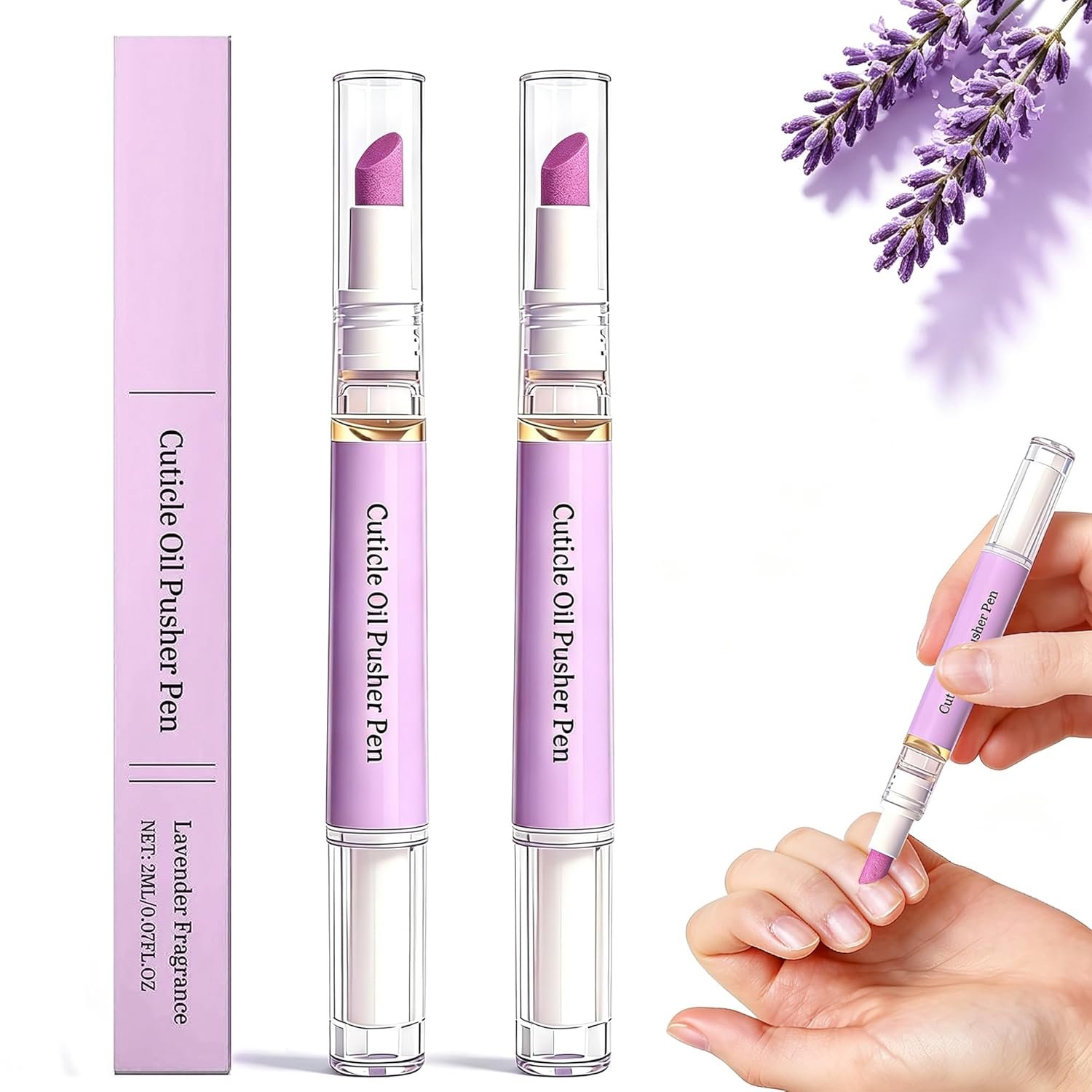 2 Pcs 2-in-1 Cuticle Oil Pusher Pen – 2026 New Ceramic Cuticle Pen,No Leak Travel Size Cuticle Pusher Pen With Oil,Moisturizing And Brightening Instant Keratin Removal Tool For Dry Damaged Nails