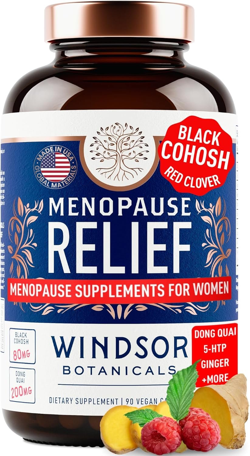 Menopause Supplements for Women – 5-HTP, Dong Quai, Black Cohosh for Menopause Hot Flashes, Night Sweats Relief Support – Womens Pre Meno Premenopausal Perimenopause Supplement – 90 Caps