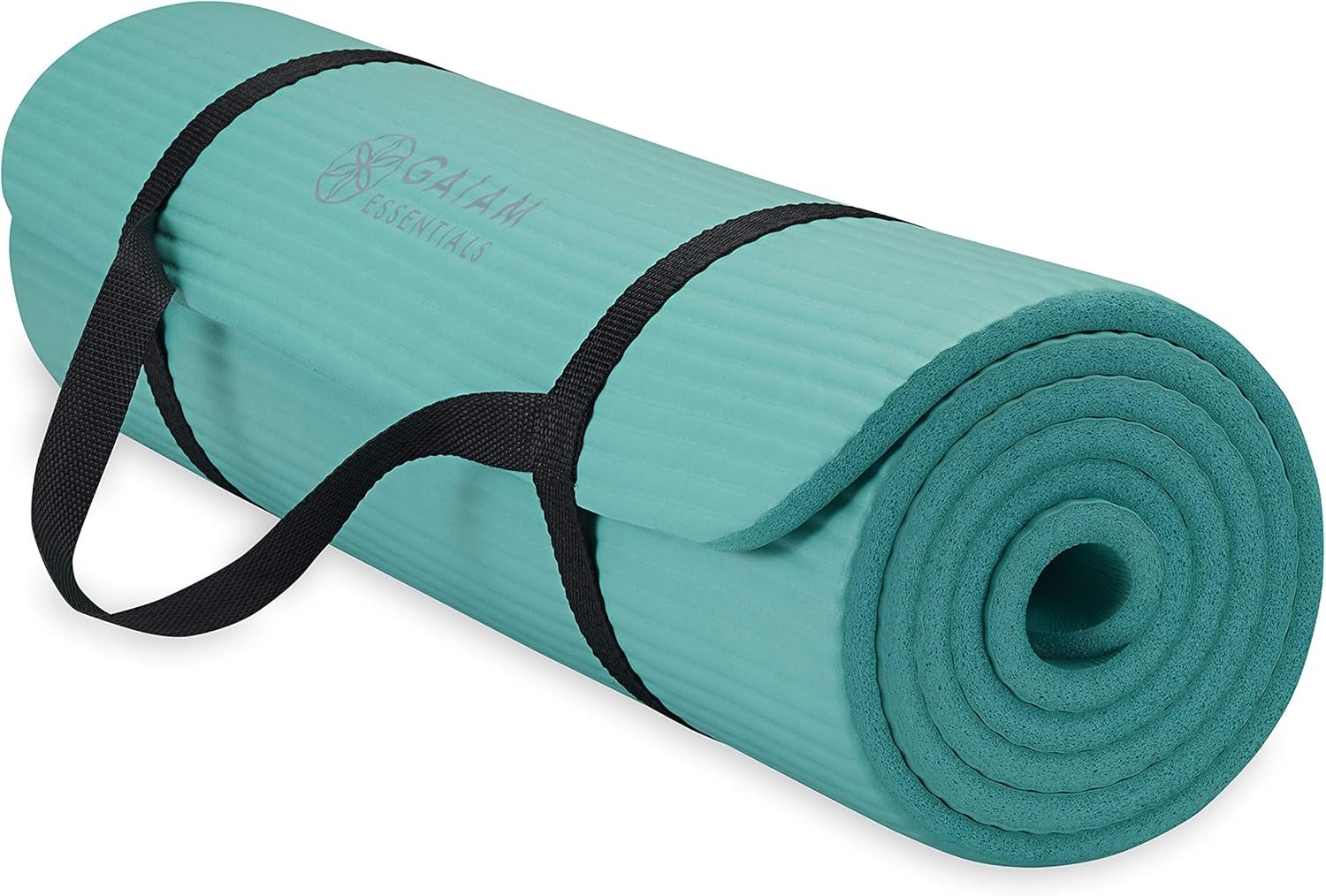 Gaiam Essentials 2/5″ Thick (10mm) Yoga & Pilates, Fitness & Exercise Mat with Easy-Cinch Carrier Strap Cusion Support For Fitness and Gym Workouts