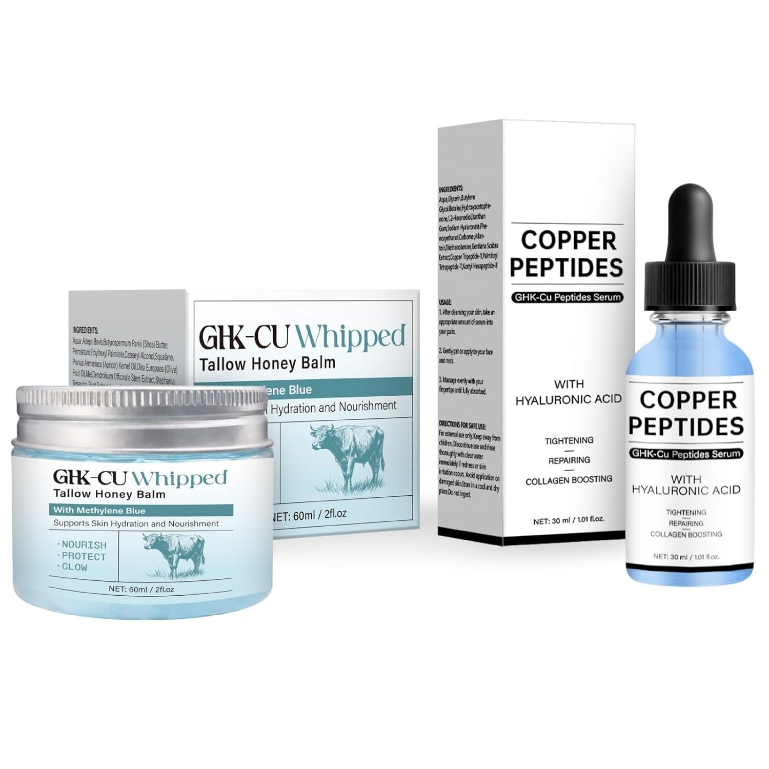 Daily Hydrating & Nourishing Facial Skincare Set,Women’s Skin Care Kit for Face Neck- 60ml Whipped Balm + 30ml Facial Serum
